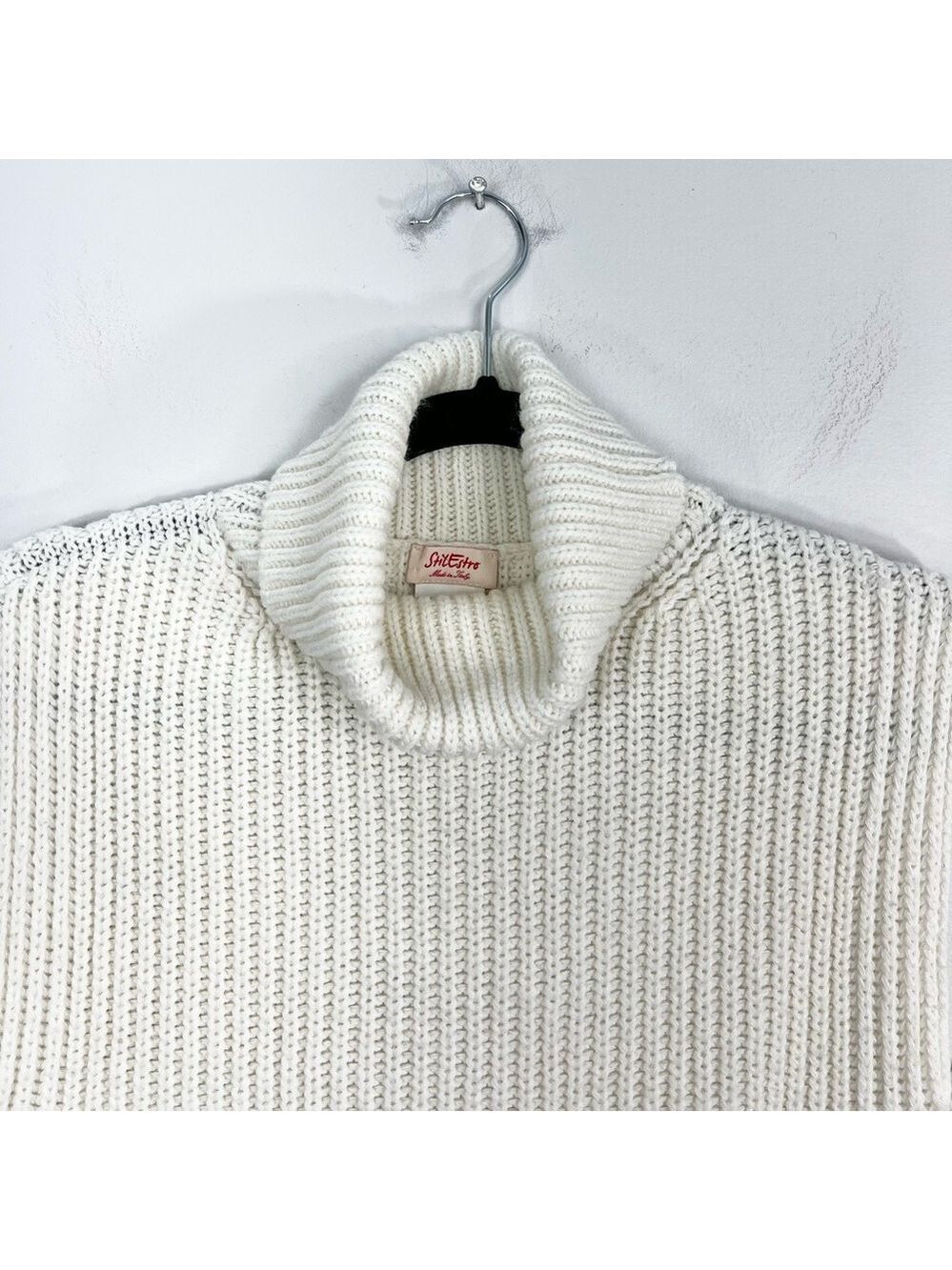 StilEstro Italy ivory cowl neck wool alpaca blend open side sleeveless sweater - Picture 6 of 14